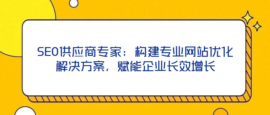 SEO供應商專家：構(gòu)建專業(yè)網(wǎng)站優(yōu)化解決方案，賦能企業(yè)長效增長