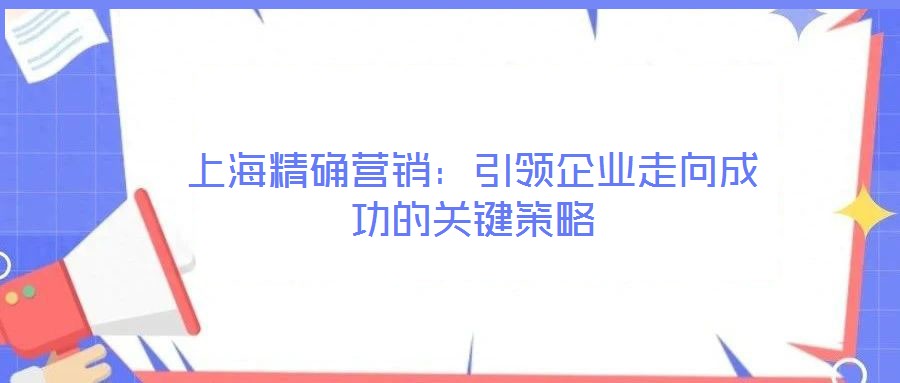 上海精確營(yíng)銷：引領(lǐng)企業(yè)走向成功的關(guān)鍵策略