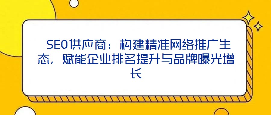 SEO供應(yīng)商：構(gòu)建精準(zhǔn)網(wǎng)絡(luò)推廣生態(tài)，賦能企業(yè)排名提升與品牌曝光增長