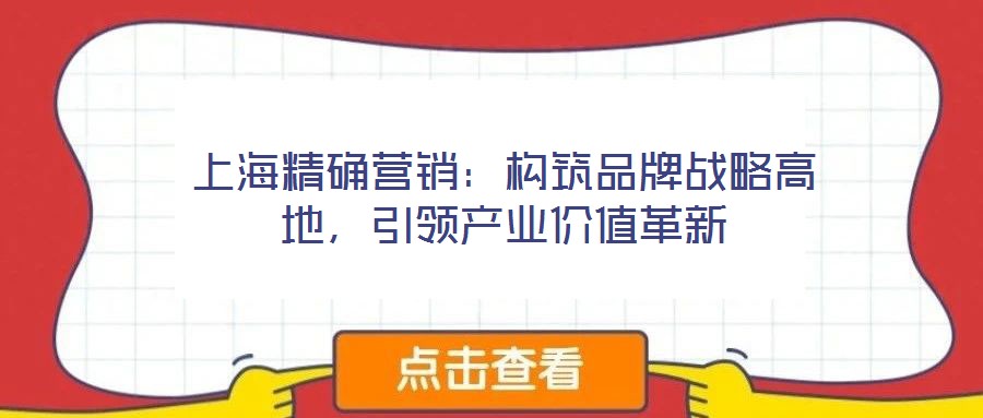 上海精確營(yíng)銷(xiāo)：構(gòu)筑品牌戰(zhàn)略高地，引領(lǐng)產(chǎn)業(yè)價(jià)值革新