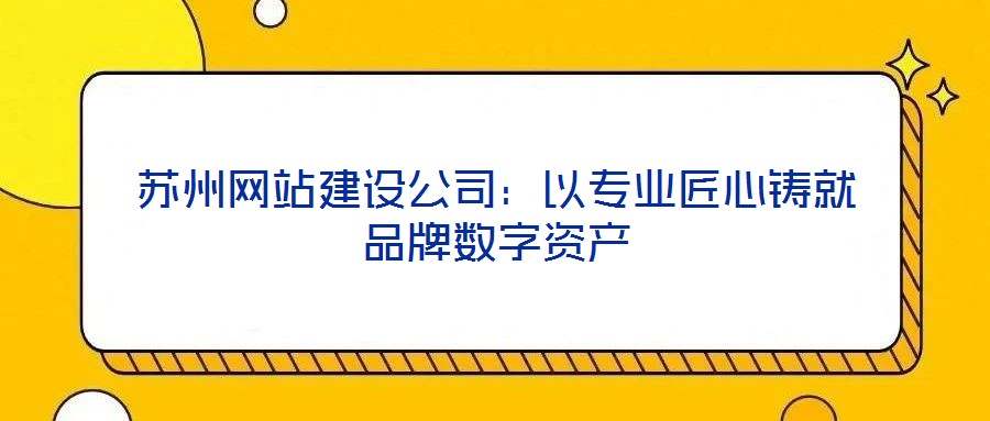 蘇州網(wǎng)站建設公司：以專業(yè)匠心鑄就品牌數(shù)字資產(chǎn)