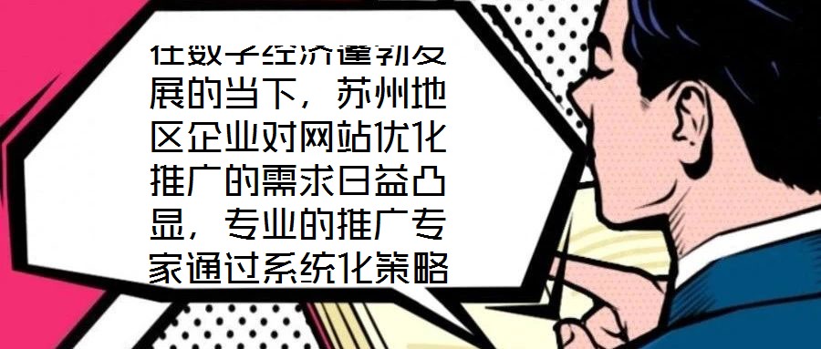在數(shù)字經(jīng)濟蓬勃發(fā)展的當(dāng)下，蘇州地區(qū)企業(yè)對網(wǎng)站優(yōu)化推廣的需求日益凸顯，專業(yè)的推廣專家通過系統(tǒng)化策略，助力企業(yè)實現(xiàn)網(wǎng)站排名提升、潛在客戶引流及優(yōu)質(zhì)用戶體驗構(gòu)建的目標(biāo)