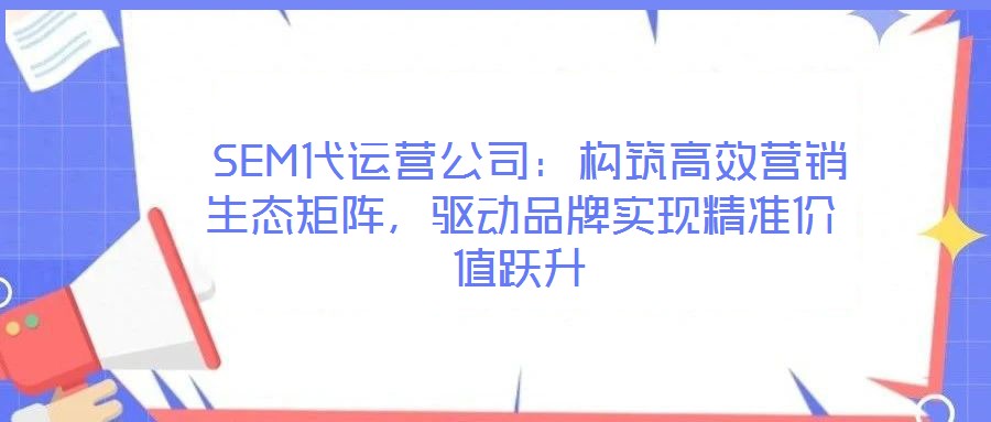  SEM代運(yùn)營(yíng)公司：構(gòu)筑高效營(yíng)銷生態(tài)矩陣，驅(qū)動(dòng)品牌實(shí)現(xiàn)精準(zhǔn)價(jià)值躍升