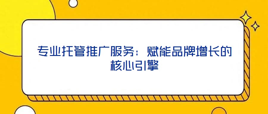 專業(yè)托管推廣服務：賦能品牌增長的核心引擎