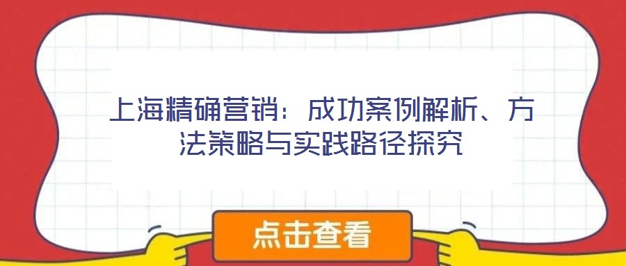 上海精確營銷：成功案例解析、方法策略與實(shí)踐路徑探究