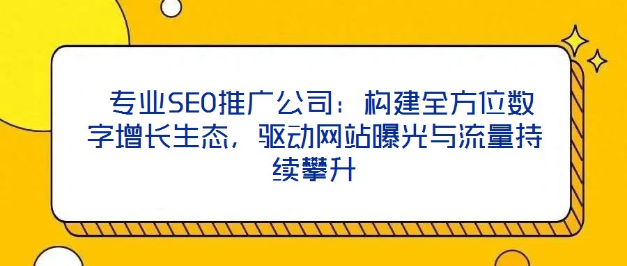  專業(yè)SEO推廣公司：構建全方位數(shù)字增長生態(tài)，驅(qū)動網(wǎng)站曝光與流量持續(xù)攀升