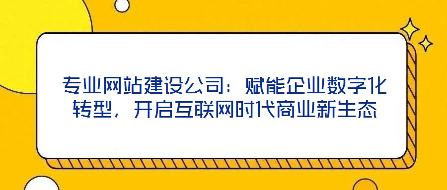 專業(yè)網(wǎng)站建設公司：賦能企業(yè)數(shù)字化轉(zhuǎn)型，開啟互聯(lián)網(wǎng)時代商業(yè)新生態(tài)
