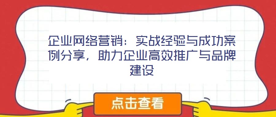 企業(yè)網(wǎng)絡(luò)營(yíng)銷：實(shí)戰(zhàn)經(jīng)驗(yàn)與成功案例分享，助力企業(yè)高效推廣與品牌建設(shè)