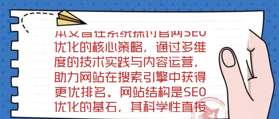 本文旨在系統(tǒng)探討官網(wǎng)SEO優(yōu)化的核心策略，通過(guò)多維度的技術(shù)實(shí)踐與內(nèi)容運(yùn)營(yíng)，助力網(wǎng)站在搜索引擎中獲得更優(yōu)排名。網(wǎng)站結(jié)構(gòu)是SEO優(yōu)化的基石，其科學(xué)性直接影響搜索引擎