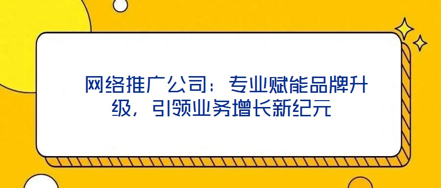  網絡推廣公司：專業(yè)賦能品牌升級，引領業(yè)務增長新紀元