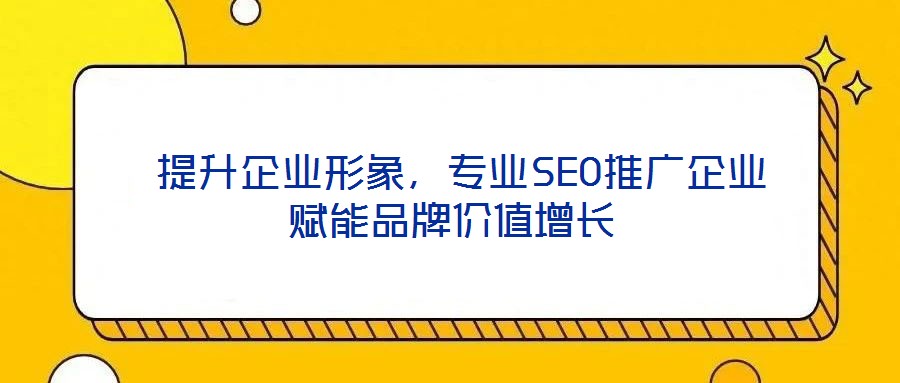  提升企業(yè)形象，專業(yè)SEO推廣企業(yè)賦能品牌價值增長