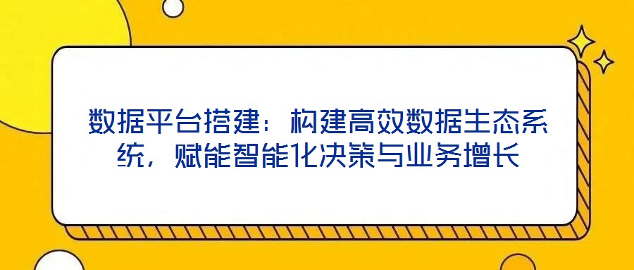 數(shù)據(jù)平臺(tái)搭建：構(gòu)建高效數(shù)據(jù)生態(tài)系統(tǒng)，賦能智能化決策與業(yè)務(wù)增長(zhǎng)