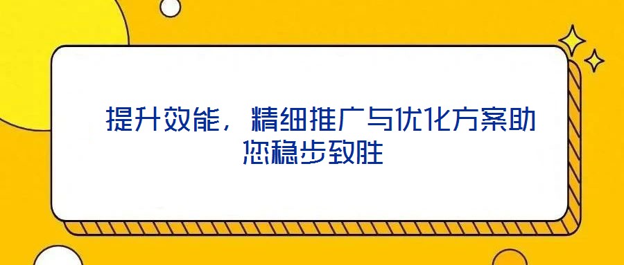  提升效能，精細(xì)推廣與優(yōu)化方案助您穩(wěn)步致勝