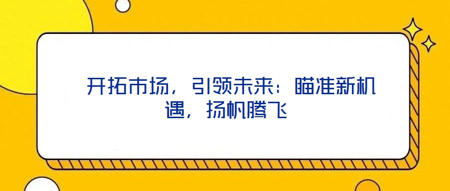  開(kāi)拓市場(chǎng)，引領(lǐng)未來(lái)：瞄準(zhǔn)新機(jī)遇，揚(yáng)帆騰飛
