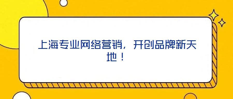 上海專業(yè)網(wǎng)絡(luò)營銷，開創(chuàng)品牌新天地！